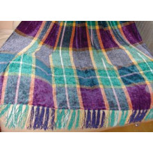 Printed Checked Chenille Throw